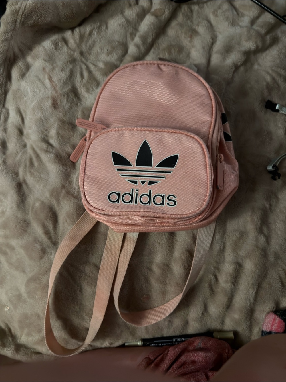 adidas Peach/Pink Mini Backpack with Trefoil Logo